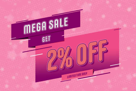 2 two Percent off super sale shopping halftone pink banner background design. hot saleの写真素材