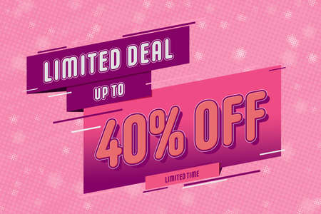 40 forty Percent off super sale shopping halftone pink banner background design. hot saleの写真素材