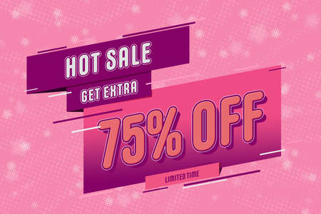 75 seventy-five Percent off super sale shopping halftone pink banner background design. offer pinkの写真素材
