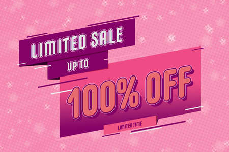 100 one hundred Percent off super sale shopping halftone pink banner background design. pink percentの写真素材