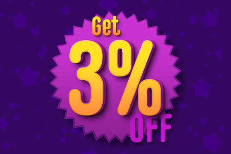 3 three Percent off super sale black friday shopping halftone banner background. coupon discountの写真素材