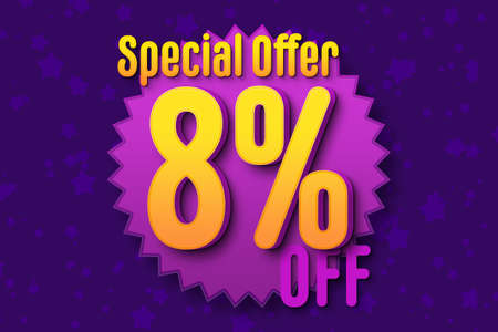 8 eight Percent off super sale black friday shopping halftone banner background. percent mega saleの写真素材