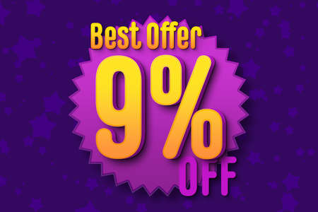 9 nine Percent off super sale black friday shopping halftone banner background. frame offerの写真素材