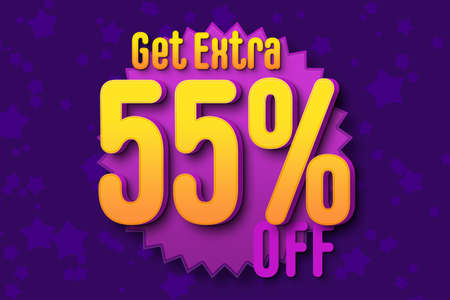 55 fifty-five Percent off super sale black friday shopping halftone banner background. frame discountの写真素材