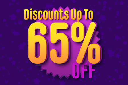 65 sixty-five Percent off super sale black friday shopping halftone banner background. star special saleの写真素材