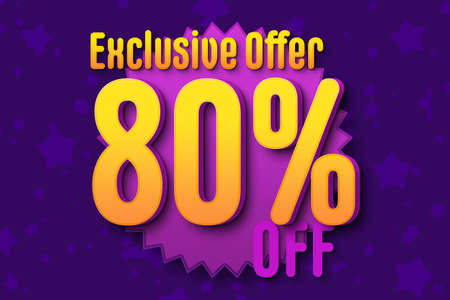 80 eighty Percent off super sale black friday shopping halftone banner background. sale special saleの写真素材