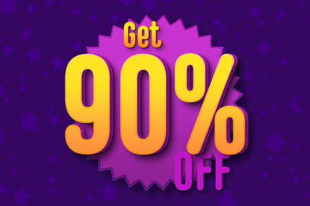 90 ninety Percent off super sale black friday shopping halftone banner background. special sale mega saleの写真素材