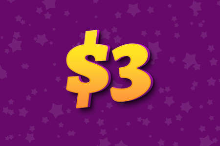 3 three Dollar usd price sale offer cost background. black vintageの写真素材