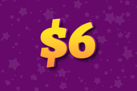 6 six Dollar usd price sale offer cost background. design fridayの写真素材