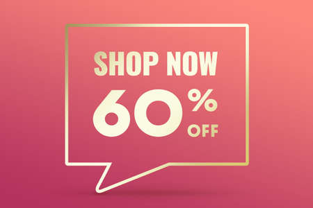 Image 60 of a discount as a message on a pink background. Price labele sale promotion market discount percent. shopの写真素材