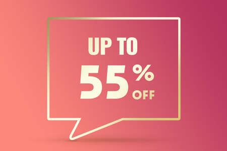 Image 55 of a discount as a message on a pink background. Price labele sale promotion market discount percent. retail bannerの写真素材