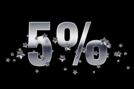 silver, numbers, stars, black, background 5 Price labele sale promotion market discount percent. banner dealの写真素材