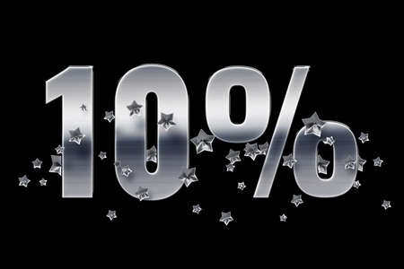 silver, numbers, stars, black, background 10 Price labele sale promotion market discount percent. offer retailの写真素材