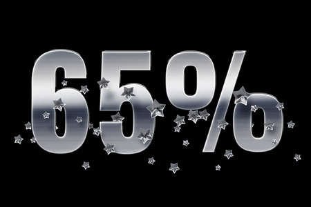 silver, numbers, stars, black, background 65 Price labele sale promotion market discount percent. template tagの写真素材