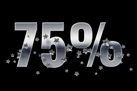 silver, numbers, stars, black, background 75 Price labele sale promotion market discount percent. retail bannerの写真素材