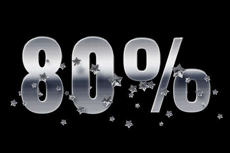 silver, numbers, stars, black, background 80 Price labele sale promotion market discount percent. banner retailの写真素材
