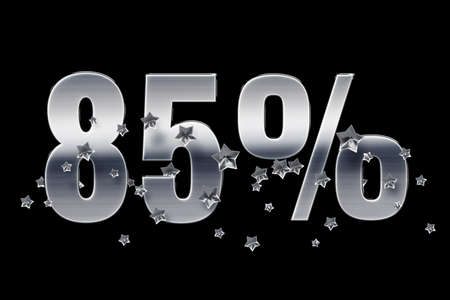 silver, numbers, stars, black, background 85 Price labele sale promotion market discount percent. banner retailの写真素材