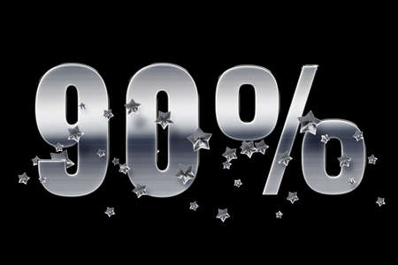 silver, numbers, stars, black, background 90 Price labele sale promotion market discount percent. businessの写真素材