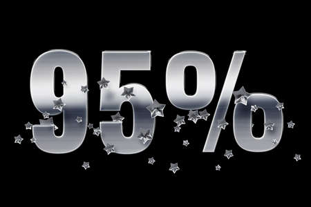 silver, numbers, stars, black, background 95 Price labele sale promotion market discount percent. template tagの写真素材