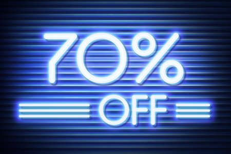 Price labele sale promotion market discount percent. business Neon glow numbers 70 offの写真素材