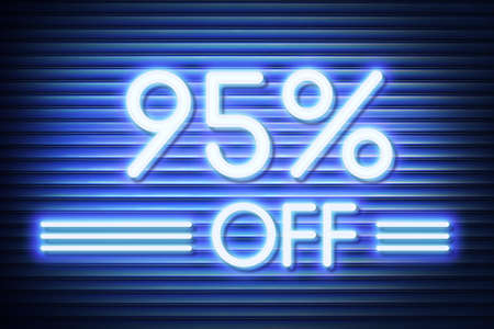 Price labele sale promotion market discount percent. deal clearance Neon glow numbers 95 offの写真素材