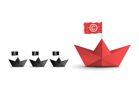 Pirate boat copyright intellectual property metaphor concept. creativeのイラスト素材