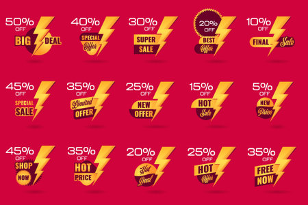 Yellow Flash sale promotion banner label offer price. advertising vectorのイラスト素材