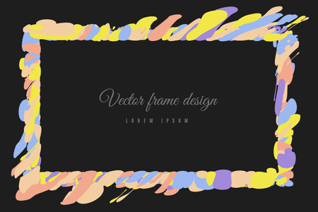 Multicolor Abstract art wave background frame border shape. backdrop flowのイラスト素材