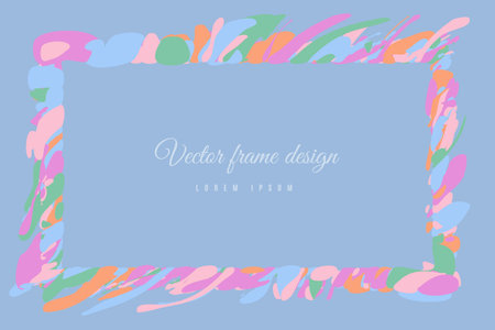 Multicolor Abstract art wave background frame border shape. texture paintのイラスト素材