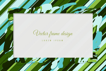 Green Abstract art wave background frame border shape. flow lineのイラスト素材