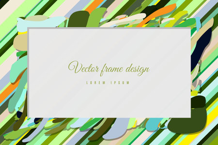 Green Abstract art wave background frame border shape. paintのイラスト素材