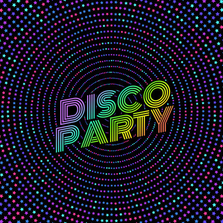 Illustration design disco retro vector party background. musicのイラスト素材