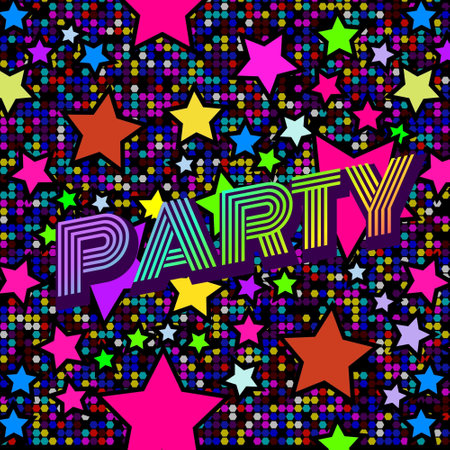 Party Stars Illustration design disco retro vector background. flyer musicのイラスト素材
