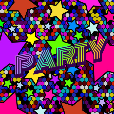Party Stars Illustration design disco retro vector background. music abstractのイラスト素材