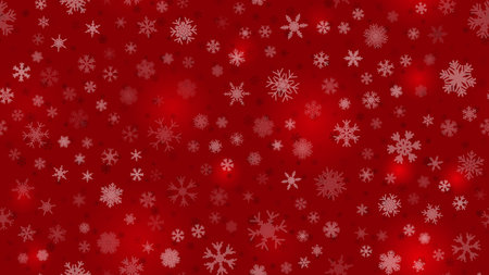 Red Seamless Christmas background snow illustration xmas winter decoration. happy flakeのイラスト素材