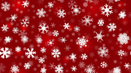 Red Seamless Christmas background snow illustration xmas winter decoration. ornament merryのイラスト素材