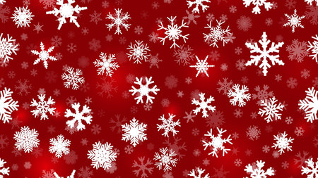Red Seamless Christmas background snow illustration xmas winter decoration. happy designのイラスト素材