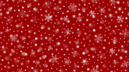 Red Seamless Christmas background snow illustration xmas winter decoration. snowfall happyのイラスト素材