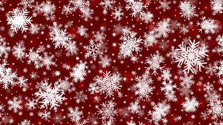 Red Seamless Christmas background snow illustration xmas winter decoration. celebration snowflakeのイラスト素材