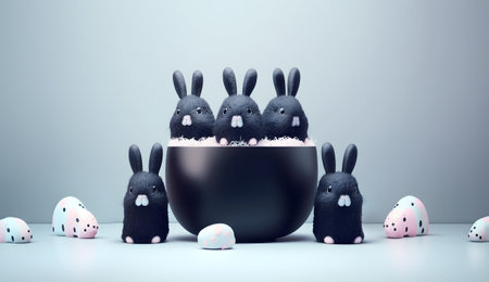 Blue Easter cute rabbit egg symbol holiday background. beautiful hare Generated AIの素材