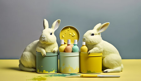 Gold Easter cute rabbit egg symbol holiday background. easter eggs young Generated AIの素材