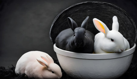 Black Easter cute rabbit egg symbol holiday background. young colorful Generated AIの素材