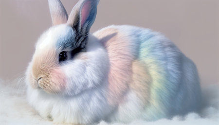 Rainbow colored Easter cute rabbit egg symbol holiday background. easter eggs spring Generated AIの素材