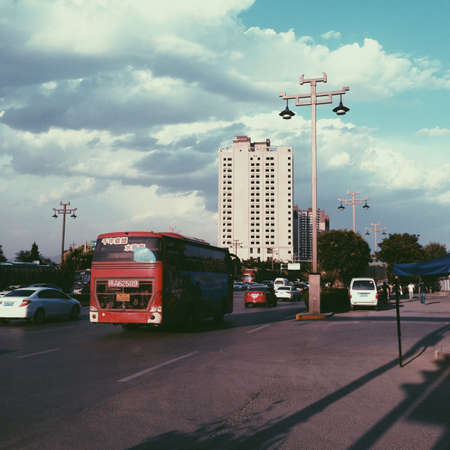 Highway with vehicles in the cityのeditorial素材