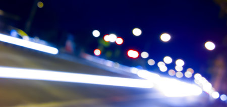 Moving Cars Highway Bokeh Nightの写真素材