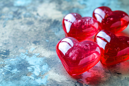 Jelly sweet candy hearts, Valentines Day and love themed greeting card with copy space for text. High quality photoの素材