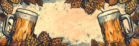 Horizontal vintage poster for oktoberfest festivalの素材