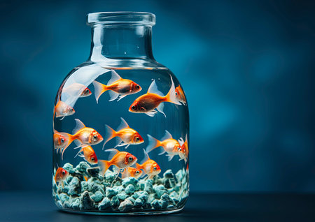 Goldfish in a water bottleの素材