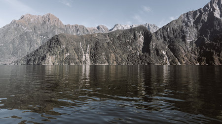 Milford Sound in Fiordland National Park in south island,New Zealandの写真素材