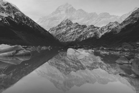 Hooker Glacier in Mount Cook, New Zealand